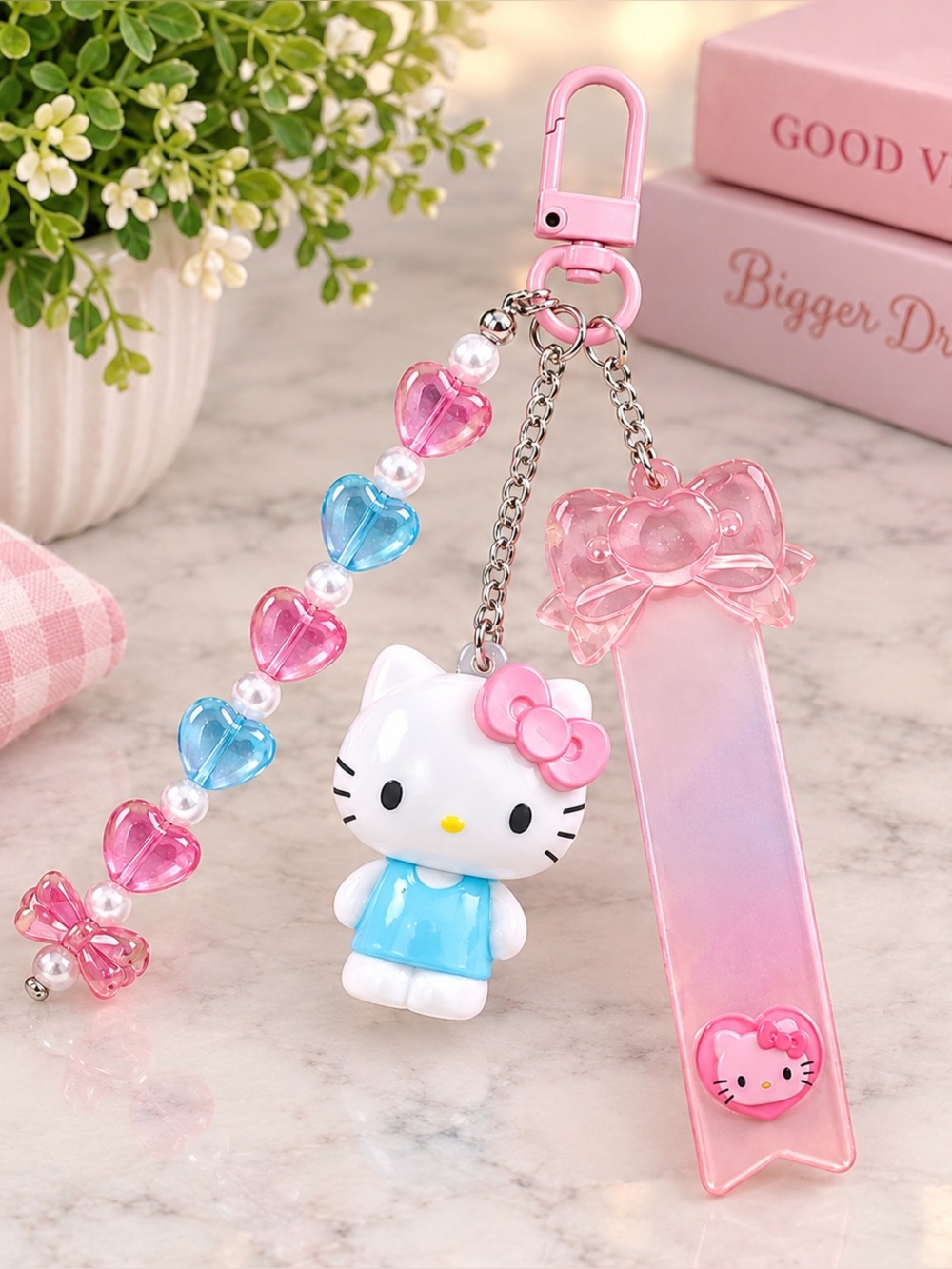SANRIO Hello Kitty Pink and Blue Customizable Keychain / Bag Charm